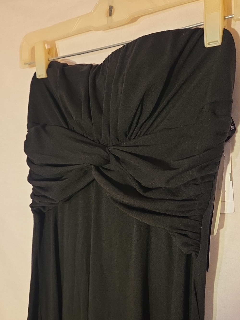 XOXO Black Strapless Twist-Front Maxi Gown